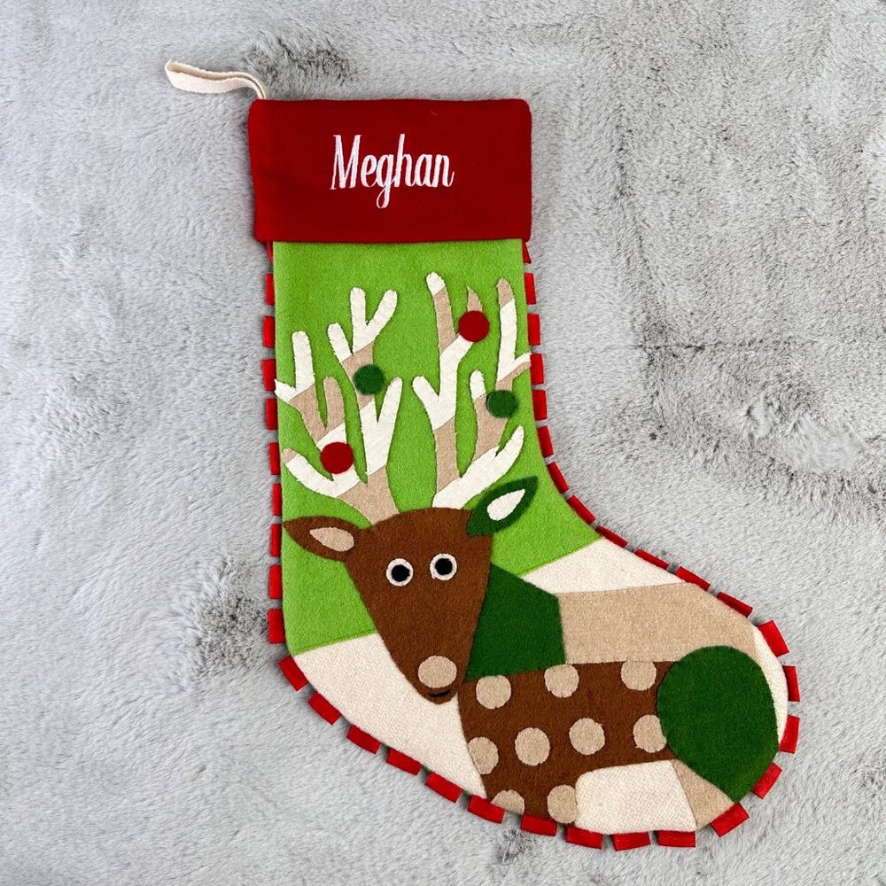 The Company Store Holiday Wool Felt‎ Stocking Personalized Meghan Embroidered